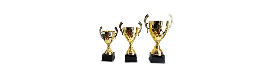 LARGE GOLD METAL HANDLED TROPHY CUP - 3 SIZES - 44CM to 61CM